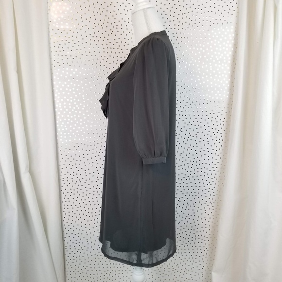 Francesca's | Grey Ruffle Front Shift Dress - Picture 6 of 8